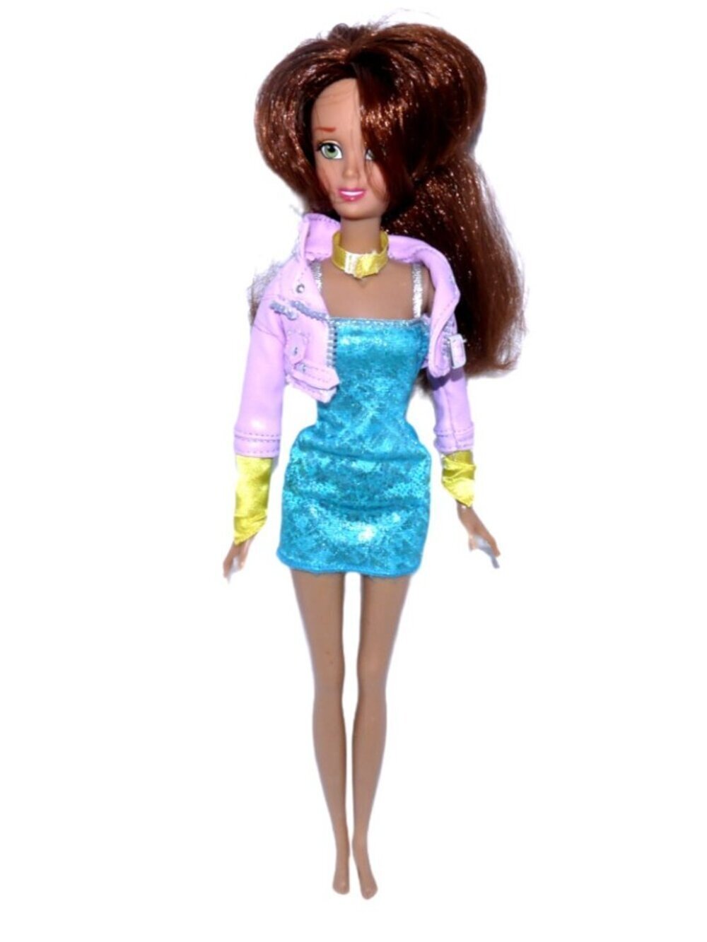 Unknown Disney 11" doll brown hair purple jacket